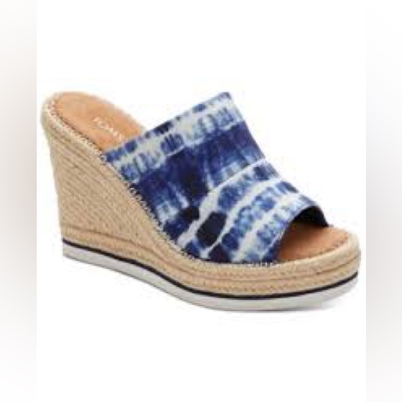 Toms Blue Tie-Dye Espadrille Wedges - Picture 1 of 2